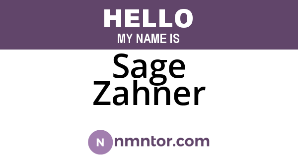 Sage Zahner