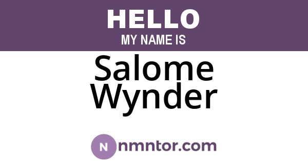 Salome Wynder
