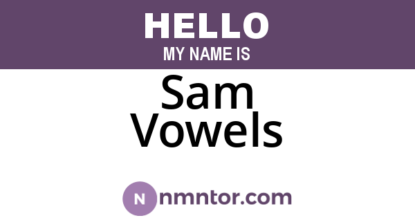 Sam Vowels
