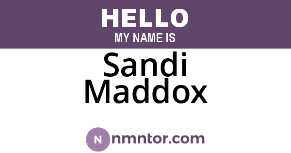 Sandi Maddox