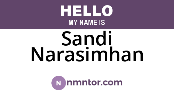 Sandi Narasimhan