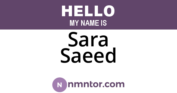Sara Saeed