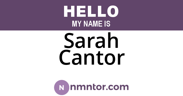 Sarah Cantor