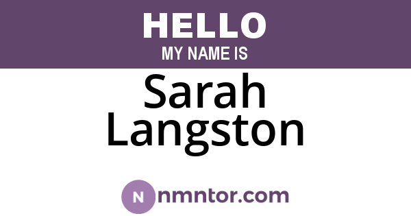 Sarah Langston
