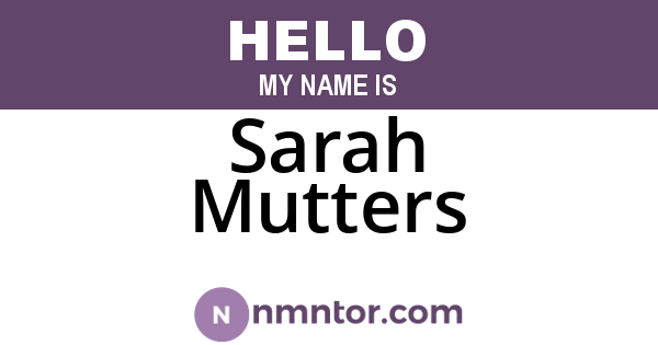 Sarah Mutters