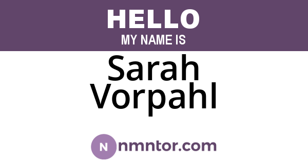 Sarah Vorpahl