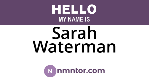 Sarah Waterman
