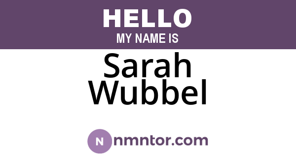 Sarah Wubbel