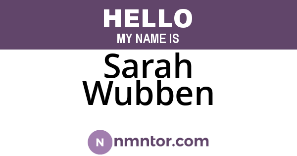 Sarah Wubben