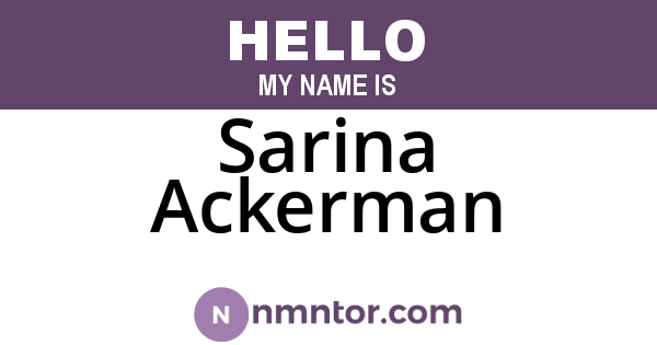 Sarina Ackerman