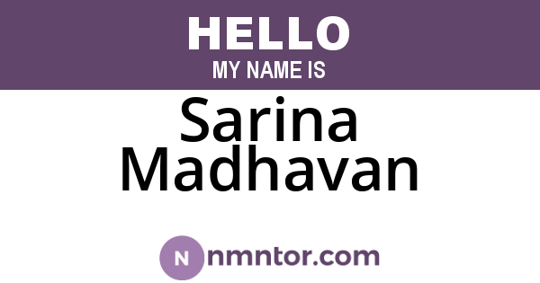 Sarina Madhavan