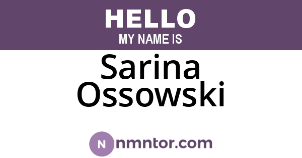 Sarina Ossowski