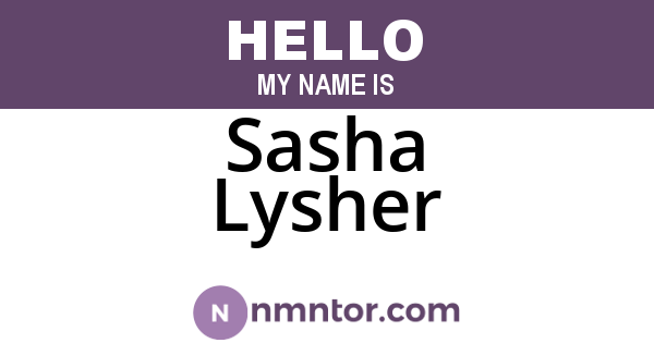 Sasha Lysher