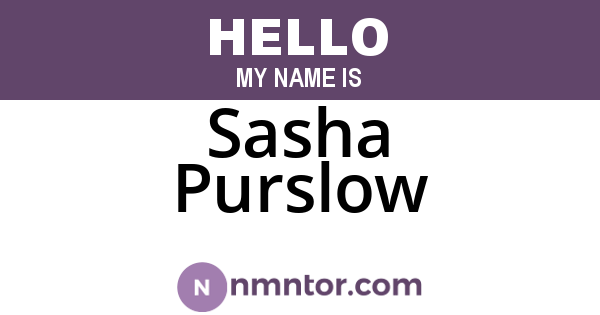 Sasha Purslow