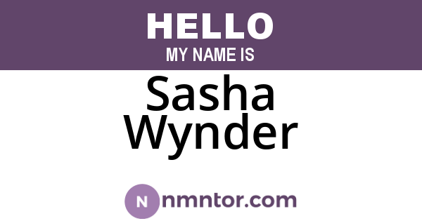 Sasha Wynder