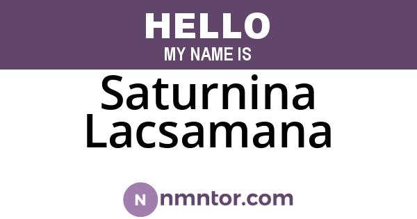 Saturnina Lacsamana