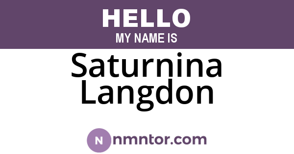 Saturnina Langdon