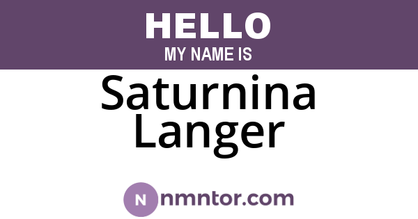 Saturnina Langer