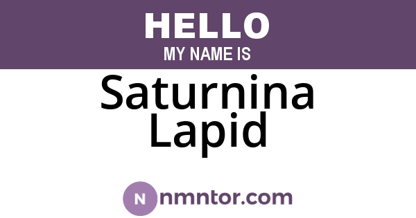 Saturnina Lapid