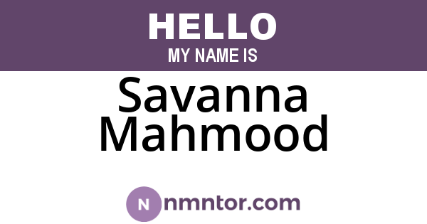 Savanna Mahmood