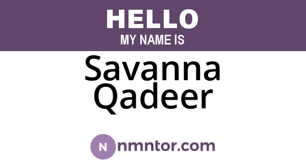 Savanna Qadeer