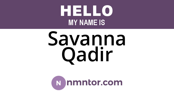 Savanna Qadir