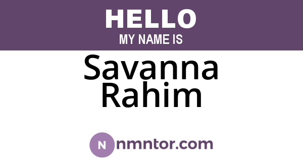 Savanna Rahim