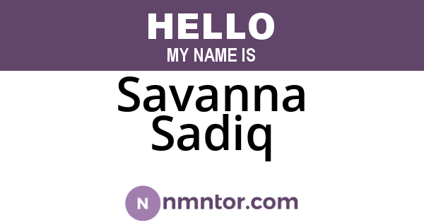 Savanna Sadiq