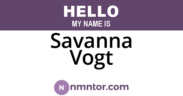 Savanna Vogt