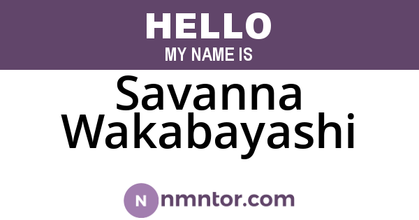 Savanna Wakabayashi
