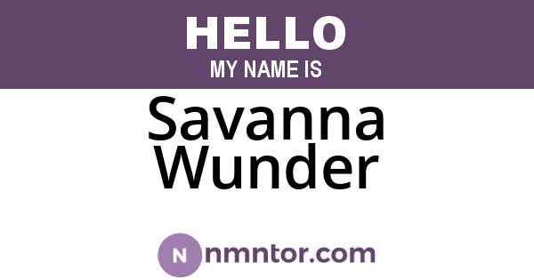 Savanna Wunder