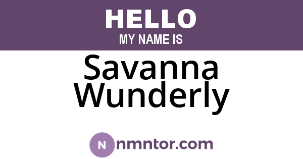 Savanna Wunderly