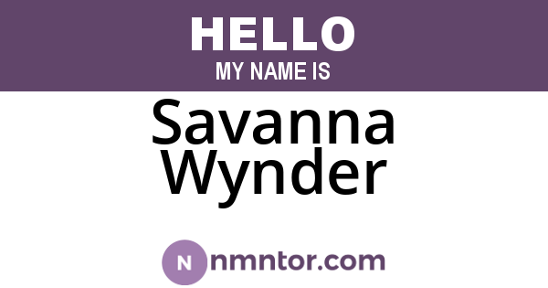 Savanna Wynder