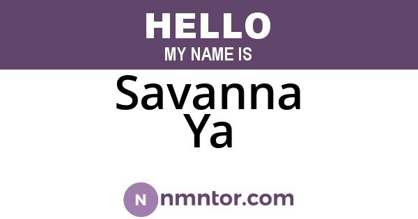Savanna Ya