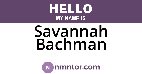 Savannah Bachman