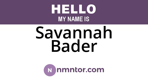Savannah Bader
