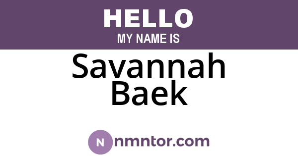 Savannah Baek