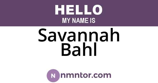 Savannah Bahl