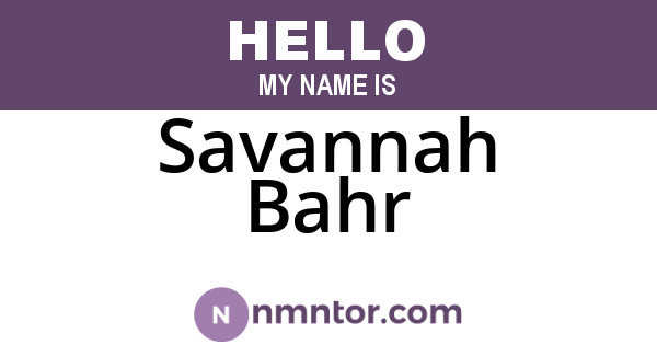 Savannah Bahr
