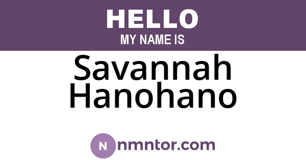 Savannah Hanohano