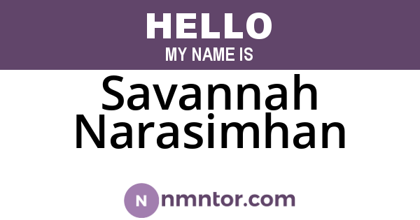 Savannah Narasimhan