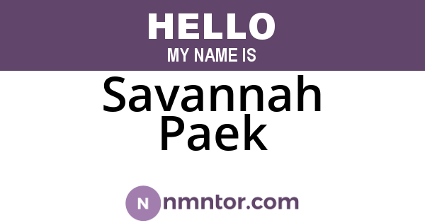 Savannah Paek
