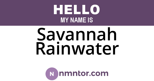 Savannah Rainwater