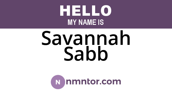Savannah Sabb