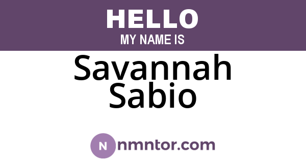 Savannah Sabio