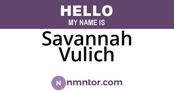 Savannah Vulich
