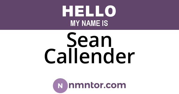 Sean Callender
