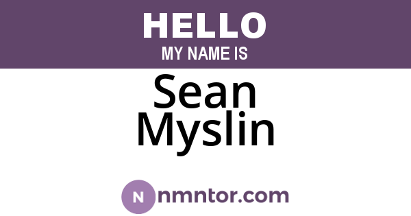 Sean Myslin