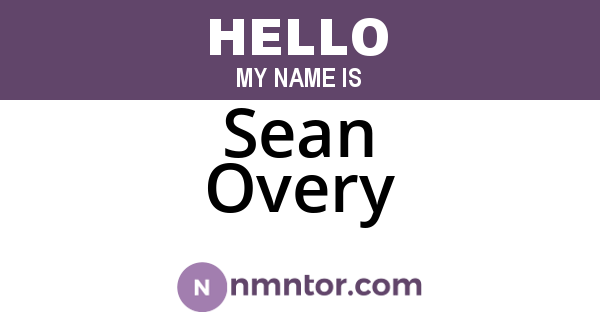Sean Overy
