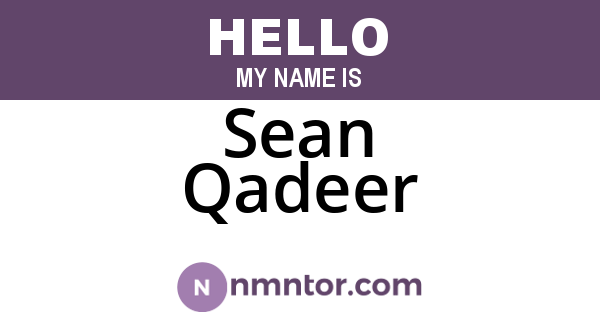 Sean Qadeer